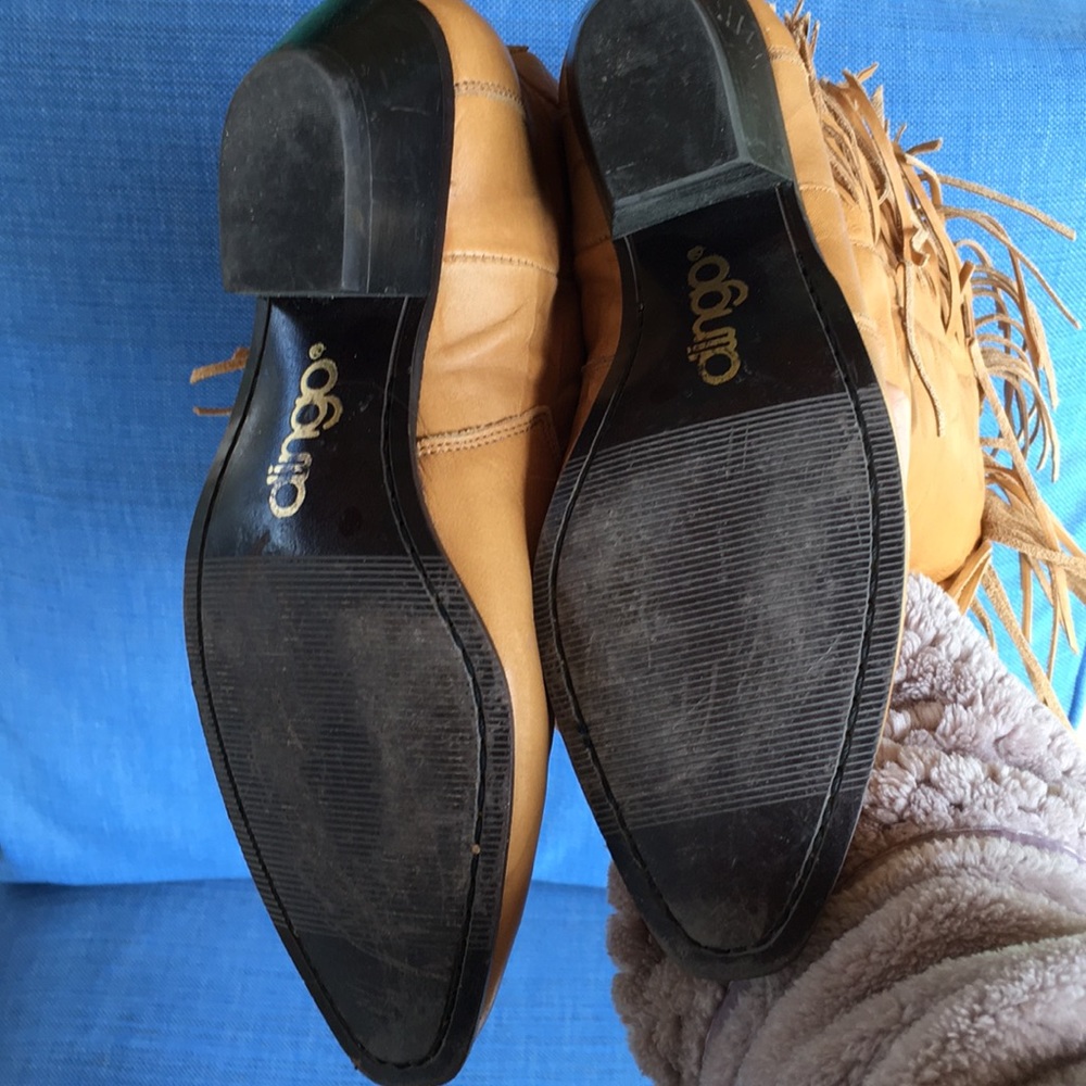 DINGO FRINGE CAMEL TAN LEATHER COWBOY BOOTS - Picture 4 of 4
